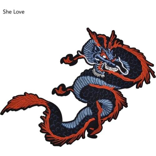 Chzimade Chinese Dragon Embroidered Patches For Clothes Sewing Iron On Applique Patches Handmade Sticker Badges