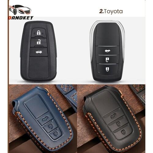 Dandkey For Toyota Camry Corolla RAV4 Prius CHR Avalon GT86 2018 2019 2020 Leather Car Key Case Shell 3 Buttons Protector Cover