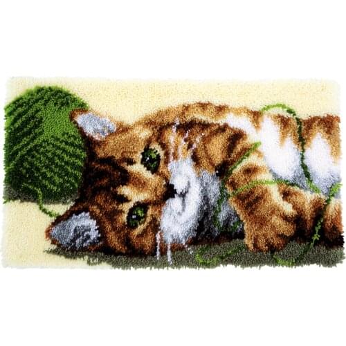 Home Decor Latch hook kits for kids with Printed Canvas Carpet diy embroidery Cartoon Cat Latch hook rug kits Carpet embroidery