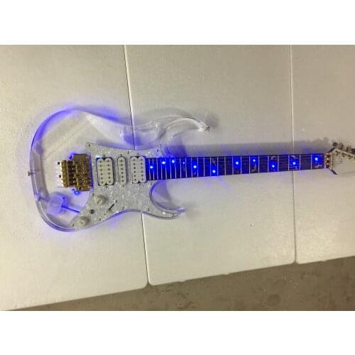 Electric guitar / ice blue LED light high end double shake vibrato Guitar / China Electric Guitar