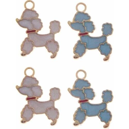 6pcs Alloy Enamel Cute Dog Charms Blue Pink Pet Pendants For Handbag Decor Bracelet Jewelry Craft DIY Keychain Making Findings
