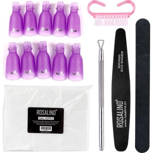 ROSALIND Gel Nail Polish Manicure Tool Kit Professional Stainless Steel Scissors Remover Acrylic Complete Set Of Nails Pen Tool