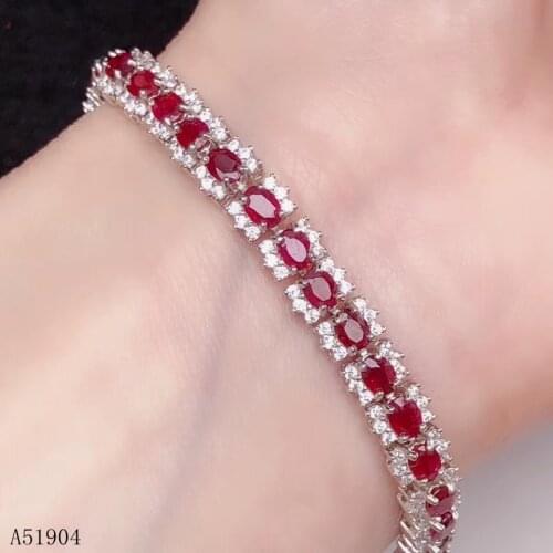 KJJEAXCMY boutique jewelry 925 sterling silver inlaid natural ruby female luxury bracelet support detection