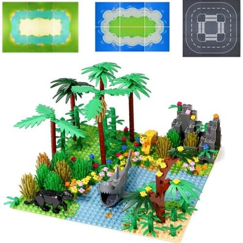 MOC Bricks 32x32 Base Placas City Roadx Street Base Plates Baseplates Grass River Sea Island Classic Building Blocks Toys
