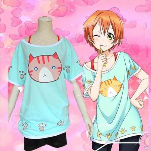 LOVE LIVE! lovelive! Rin Hoshizora cat cosplay T-shirts Summer Nico Yazawa Anime short-sleeved Tee Top Halloween Party T-shirt