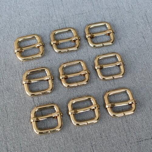 100 Pieces 15mm Golden DIY Metal Heavy Duty Thickness Shoulder Leather Bag Strap Slider Adjustable Buckle15LXK-j
