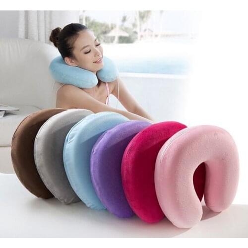 Micro soft velvet pillow, U shape memory foam pillow , many colors