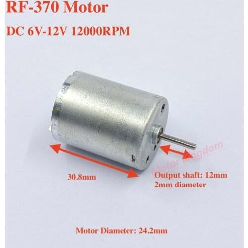 Micro RF-370CA DC Motor 6V 9V 12V 12000RPM High Speed 24mm Electric Motor DIY Toy Car Boat Model