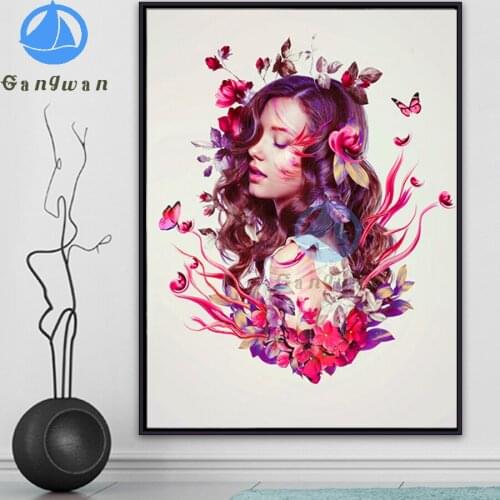 Fantasy art Diy Diamond Painting Woman Full Square Round Drill Home Decoration Diamond Embroidery Flower Girl Cross Stitch Kits
