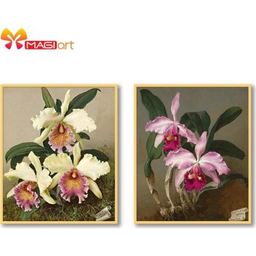 Cross stitch kits Embroidery needlework sets 11CT water soluble canvas patterns 14CT orchid -NCMF348