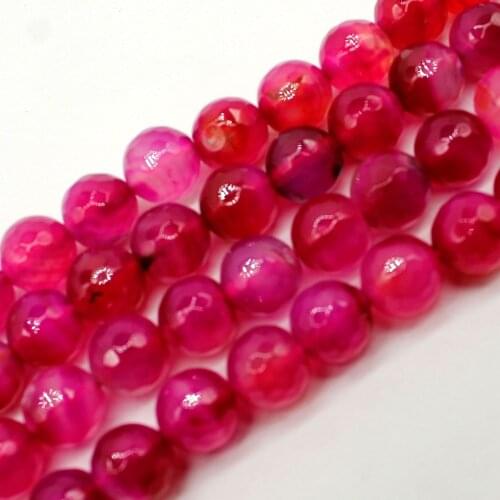 Natural Stone Faceted Onyx Agates Beads DIY Handmade Jewelry Accessories Rose Red Striped Beads Wholesale Semi-Finished