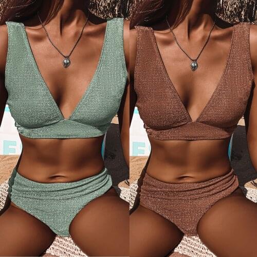 New Sexy Bikini 2021 Solid Swimsuit Women Swimwear Push Up Bikini Set Brazilian Bathing Suit Summer Beach Wear Swimming Suit