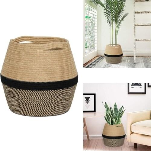 New Cotton Woven Flower Basket Flower Pot Living Room Furnishings Foldable Storage Basket Plant Basket Home Decor