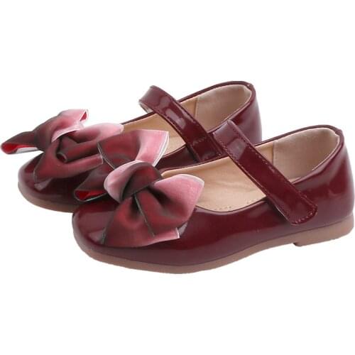 Bow Toddler Girl Shoe Baby Party Patent Leather Shoes 2020 Autumn Kids Small Girls Shoes Student 1 2 3 4 5 6 7 8 9 10 11 12 Year