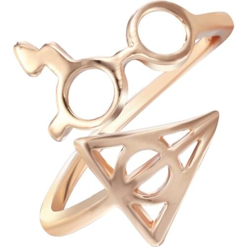 Wholesale 30Pcs Fashion Hot Jewelry The Deathly Glasses Artifact Ring Fashion Triangle Ring For Men and Women Drop Shipping