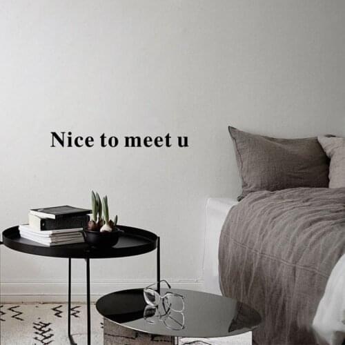 Nice to meet u Letter Wall Sticker Quotes Stickers for Bedroom Living Room Home Decorations Wall Art Decals Gold Black Sticker