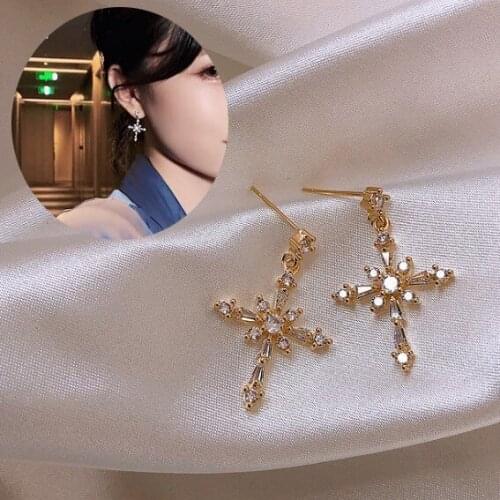 Fashion Luxury Crystal Gold Color Star Hoop Earings Set Cute Star Sets Hoop Earrings For Woemn Korean Jewelry Accessories
