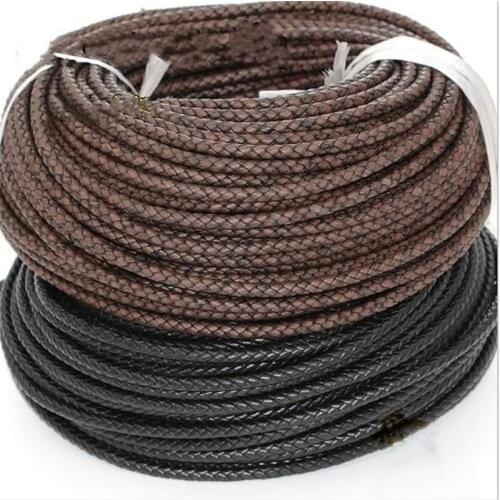 1Meter Muilt Color 6mm Round Genuine Braided Leather Jewelry Cord Cow leather Rope DIY Fashion Necklace Bracelet Findings