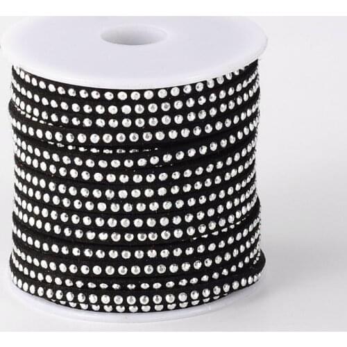 About 20yards/roll Faux Suede Cords 3x2mm with Silver Aluminum Cabochons Jewelry Findings for Jewelry Making DIY Accessories