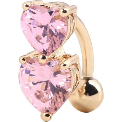 Starbeauty 1.6*10mm Dual Big Heart Navel Piercing Surgical Steel Belly Button Piercing Belly Ring Ear Piercing Nombril Jewelry