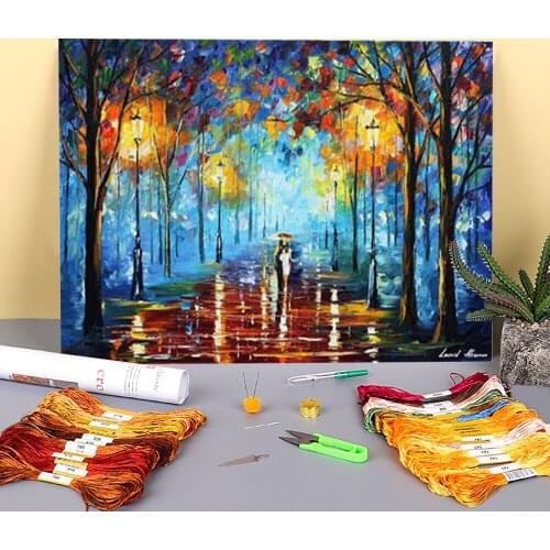 Misty Vibrations Printed Canvas 11CT Cross-Stitch Embroidery Set DMC Threads Craft Handicraft Sewing Hobby Room Decor Counted
