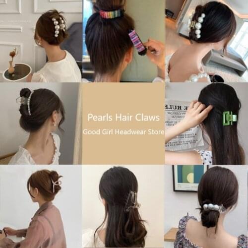 Pearls Hairpins for Women Hair Clips Crab Hair Claws Butterfly Barrettes Rainbow Headwear Hair Accessories 39 Styles Available