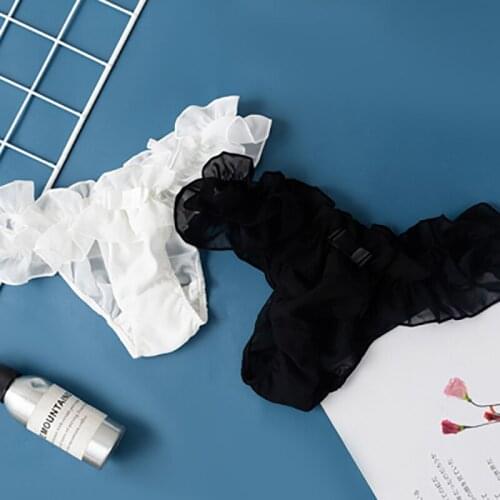 Women White Black Sexy Lolita Paties Intimate Underwear Mesh Cotton Pants Chiffon Ruffle Pants Sexy Thong Cosplay Accessories