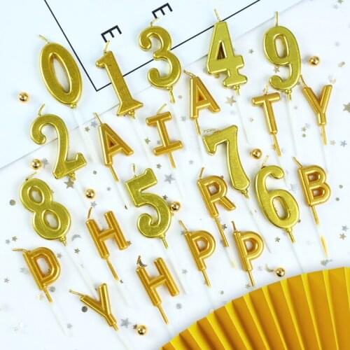 Gold Birthday Candle Numbers Kids Cake Candles for Birthday Party Supplies Cake Decoration Accessaries0123456789