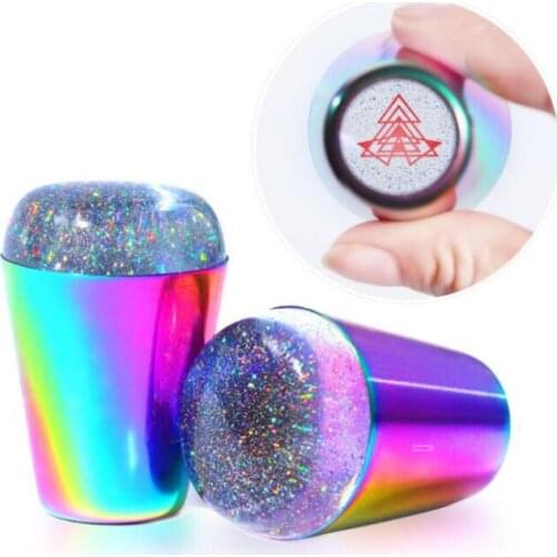 1pc laser Nail Stamp nail art template print head transfer pattern colorful manicure Tools