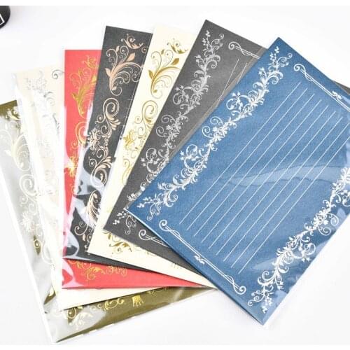 12pcs High Quality European Retro Letter Pad Confession Invitation Writing Paper Romantic Bronzing Pattern Creative Stationery