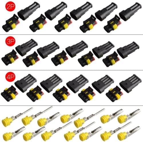 15set Sealed Waterproof Electrical Wire Connector Plug Set 2p 3p 4p Way auto connectors