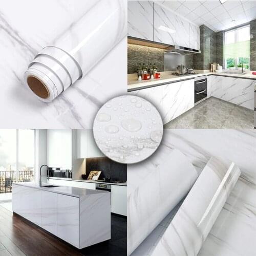 3M PVC Marble Self Adhesive Wallpaper Wall Stickers Household Kitchen Waterproof Self-adhesive Wallpaper Kitchen Cabinet Sticker