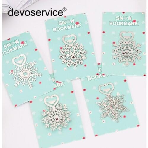 5Pcs/Lot Brief Style Snowflake Metal Paper Clip Bookmark Stationery School Office Supplies Creative Book Mark Promotional Gift