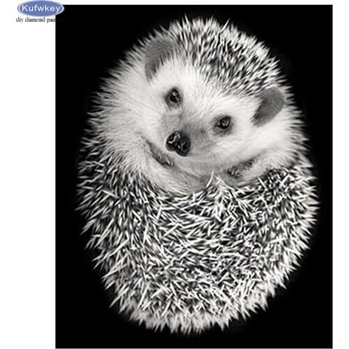 5D DIY Diamond Painting Black White Hedgehog Full Square Diamond Embroidery Full Display Cross Stitch Rhinestones mosaic Decor