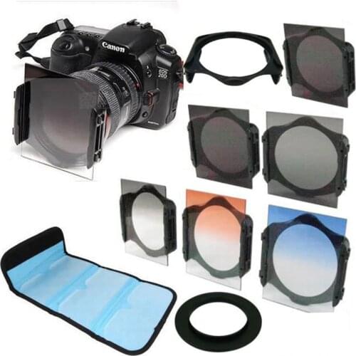 77mm ring Adapter+ ND2/ND4/ND8 Graduated Orange Blue grey square Filter 49/52/55/58/62/67/72/82mm for Cokin p series lens filter