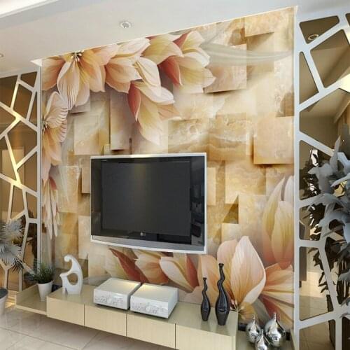 Bacaz Large Papel Mural 3d Stone Flower wallpaper for Living Room TV Background 3D Wall Photo Mural 3d Flower Wall paper Sticker