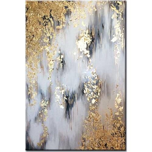 Large size Hand Painted Abstract Golden Tree Flower Canvas Oil Painting Wall Pictures For Living Room Aisle Modern wall Decorati