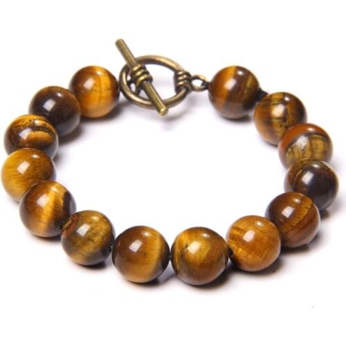 12MM Natural Tiger Eye Stone Beads Bracelet Round Chakra Lava Beaded Bracelet Handmade Buddha Bracelet Jrewelry for Men Gifts