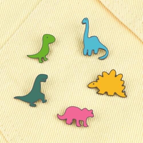 Cartoon Colorful Dinosaur Brontosaurus Brooch DIY Button Pins Denim Jacket Backpack Pin Badge Animal Jewelry Gift for Boys Kids