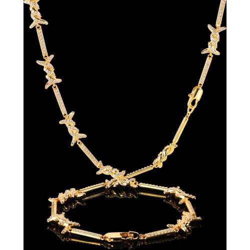 Hip Hop Thorn Chain Men and Women Hip Hop Zircon Necklace Bracelet Hiphop Hip Hop Accessories