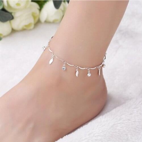 Zircon Nice Leaf Ankle Bracelet Anklets for Women Foot Chain Beach Leg Bracelets Boho Jewelry S1846
