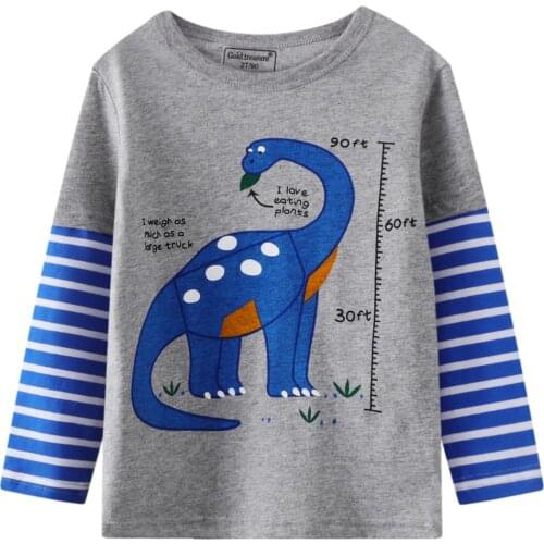 Boys t-shirt childrens long-sleeved baby autumn new style Korean childrens dinosaur T-shirt thin cotton bottoming shirt