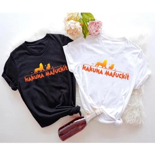New The Lion King T Shirt Women Summer Short Sleeve Tops Hakuna Matata Tshirt 90s Girls Print Cartoon Tee Kawaii Female T-shirt