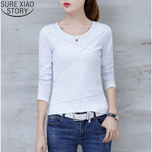 Plus Size Long Sleeve T-Shirts 6 Colors Women Cotton Shirts Fashion 2021 Autumn O-neck Slim Fit Casual Solid Korean Tshirt 10713