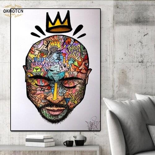 Tupac Music Canvas Painting Face Graffiti Creative Picture For Living Room Wall Art Poster And Prints Modern Home Decoration