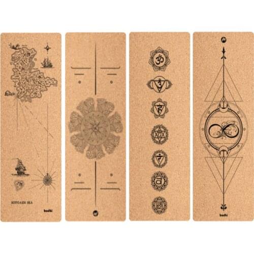 7mm Natural Cork TPE Yoga Mat 183cm*65cm Double Layer Non-Slip Yoga Pad With Body Line For Fitness Gymnastics and Pilates