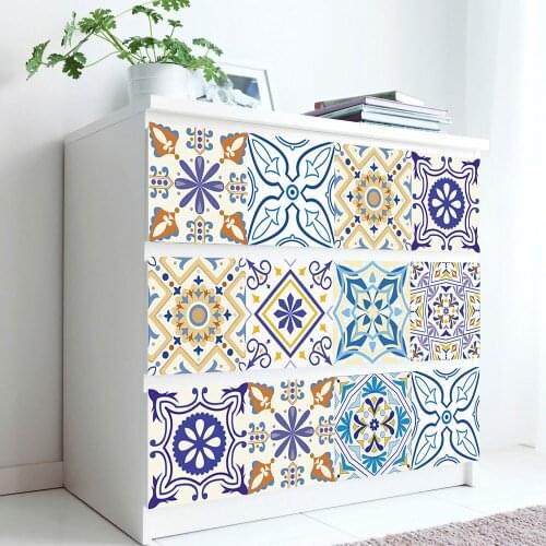 Colorful Pattern Stairs Ceramic Tiles Wall Sticker Bathroom Kitchen Waist Line Poster Home Decor Waterproof PVC Art Wall Decals