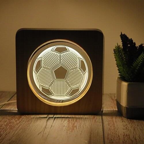 Creative 3D Acrylic Lamp USB Wood Table Lamp LED Bedside Lamp Christmas Birthday Gifts Home Decoration for Living Room Bedroom