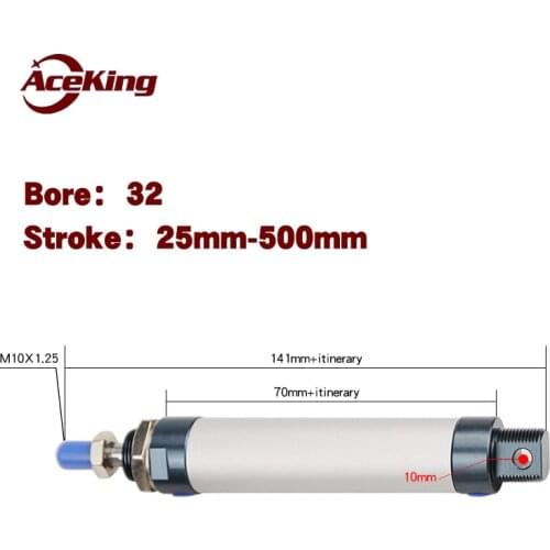 MAL Small mini aluminum alloy cylinder MAL32X25X50X75X100X125X150X175X200 -SCA push industrial fixture in circular cylinder