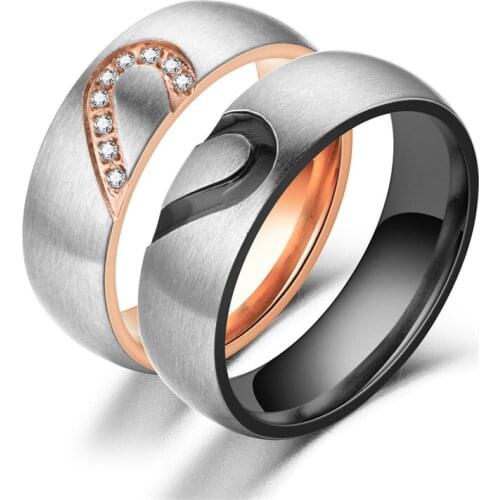 Fashion jewelry simple 6mm half peach heart diamond ring heart-shaped couple men and women romantic engagement ring